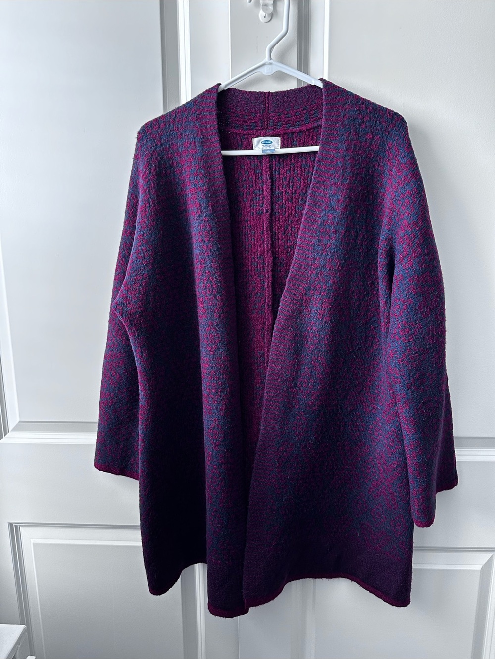 Old Navy Open-Front Navy Blue & Red Cardigan Sweater